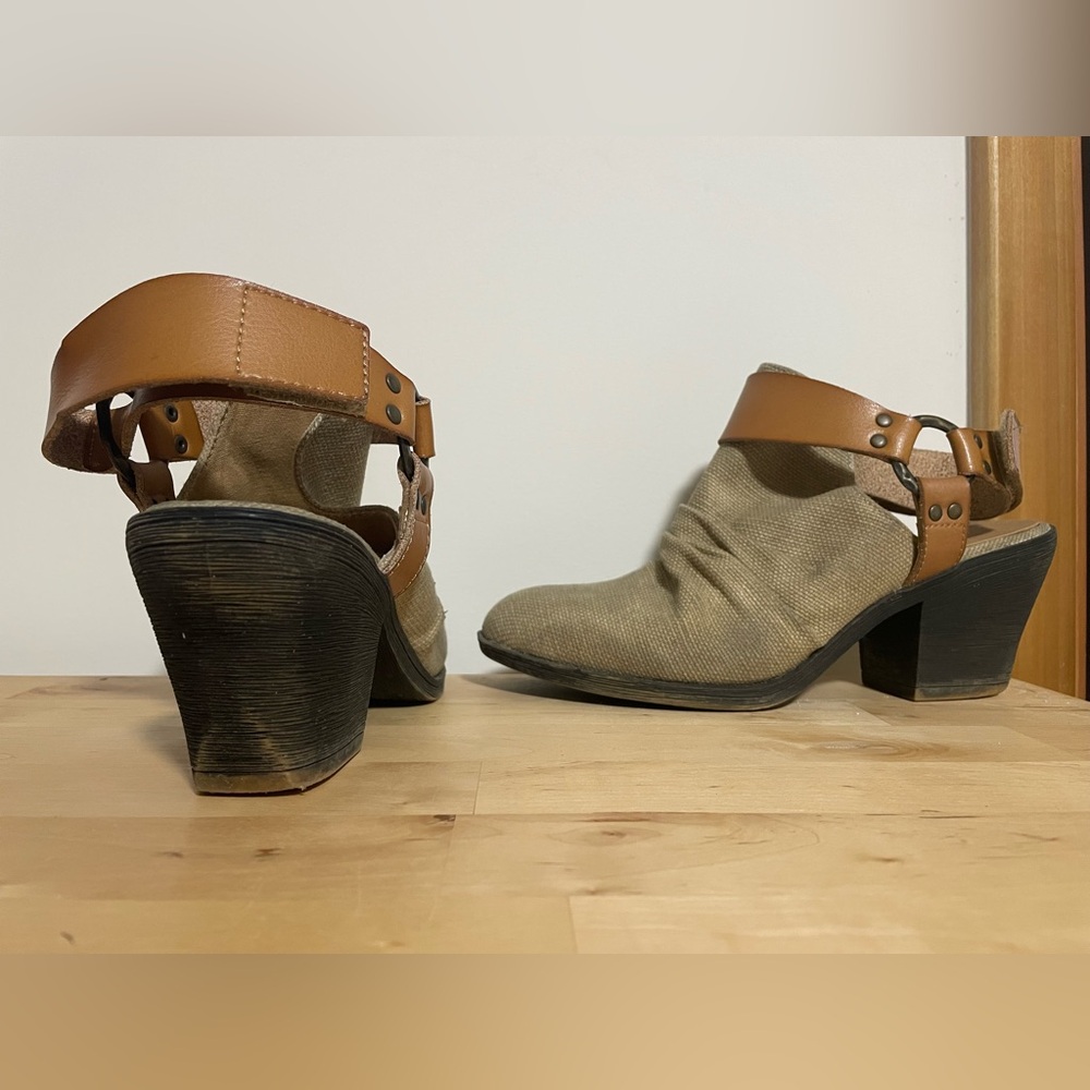 Slingback, open toe booties
